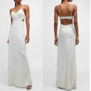 ALC Blakely Cutout White Satin Open Back Maxi Dress Gown size 14